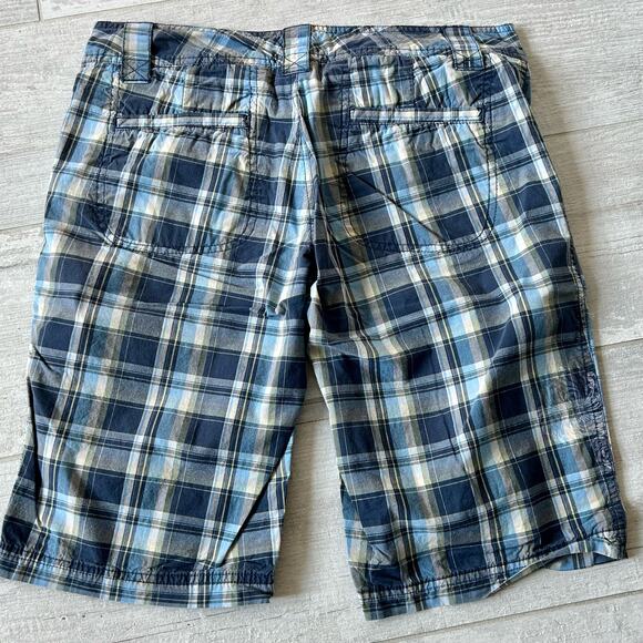 Vintage Columbia Bermuda shorts low rise plaid  Y2K blue outdoor skater golf 6 - Picture 2 of 7